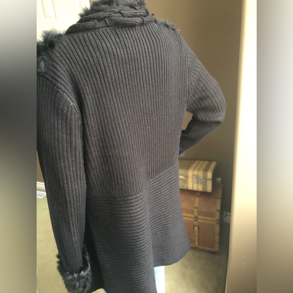 Sisters Black Rabbit Fur and Acrylic Cardigan - Picture 5 of 8